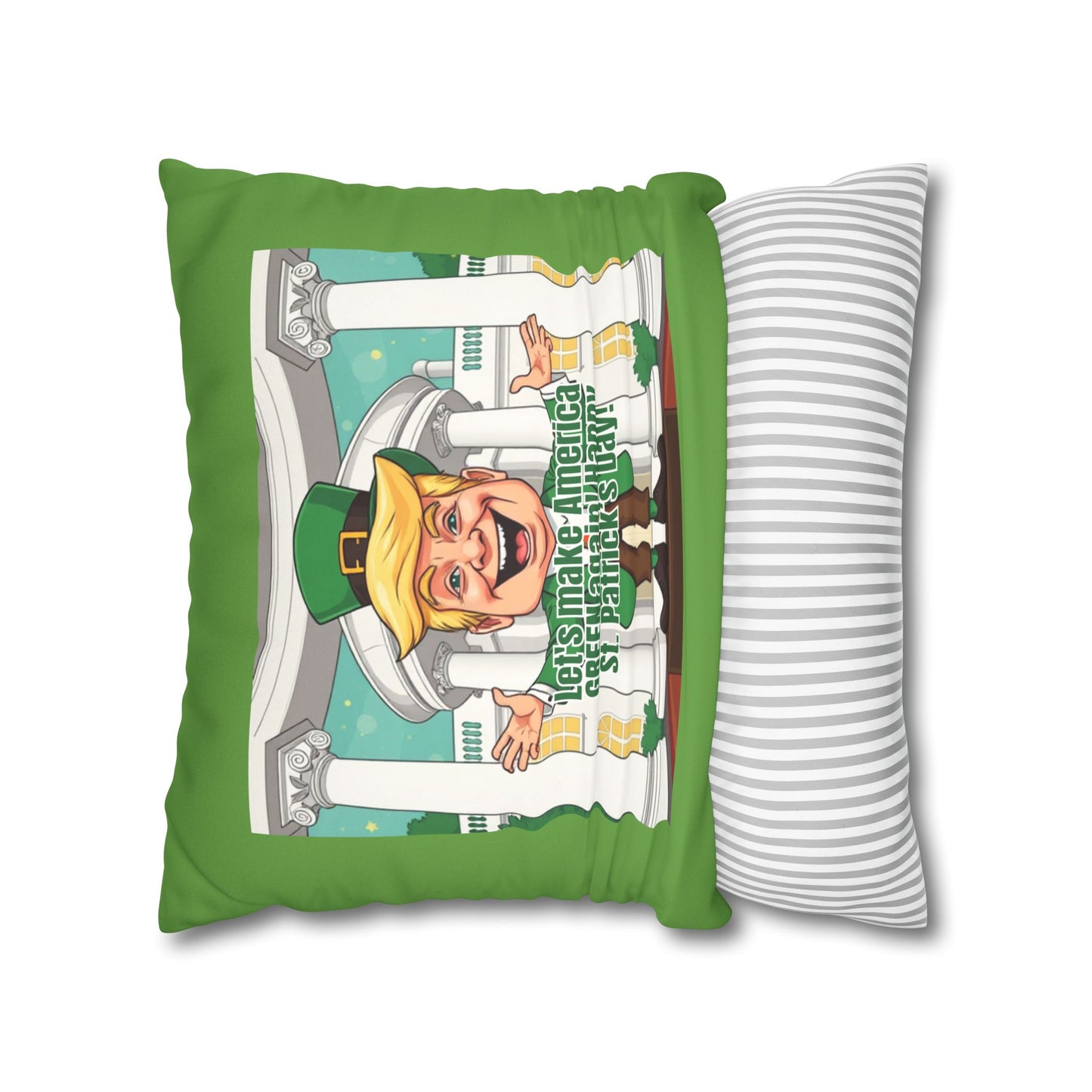 St. Patrick's Day Faux Suede Pillowcase - 'Let's Make America Green Again!'