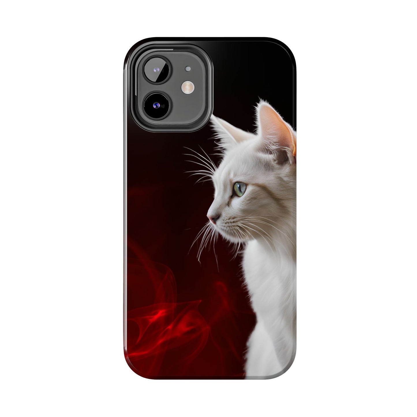 Stylish Tough Phone Case with White Cat Portrait - Perfect for Cat Lovers!