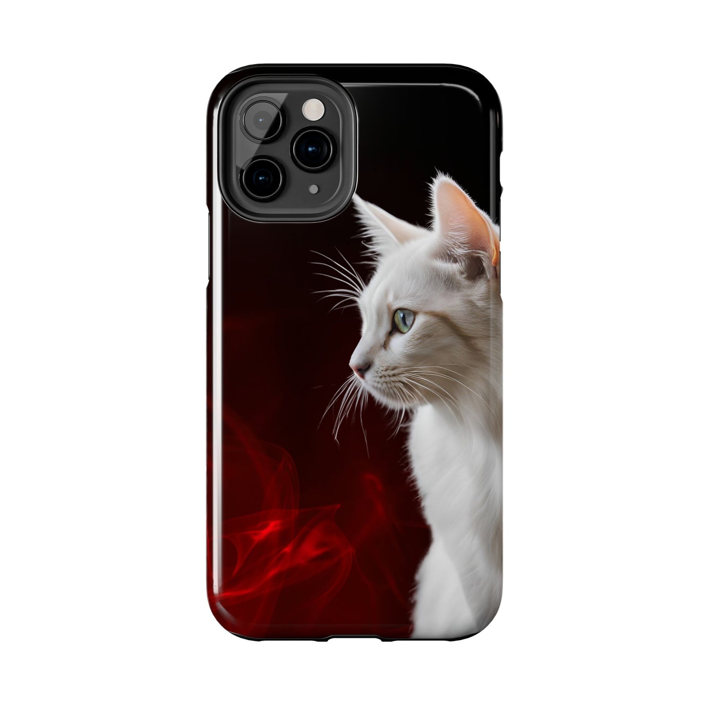 Stylish Tough Phone Case with White Cat Portrait - Perfect for Cat Lovers!