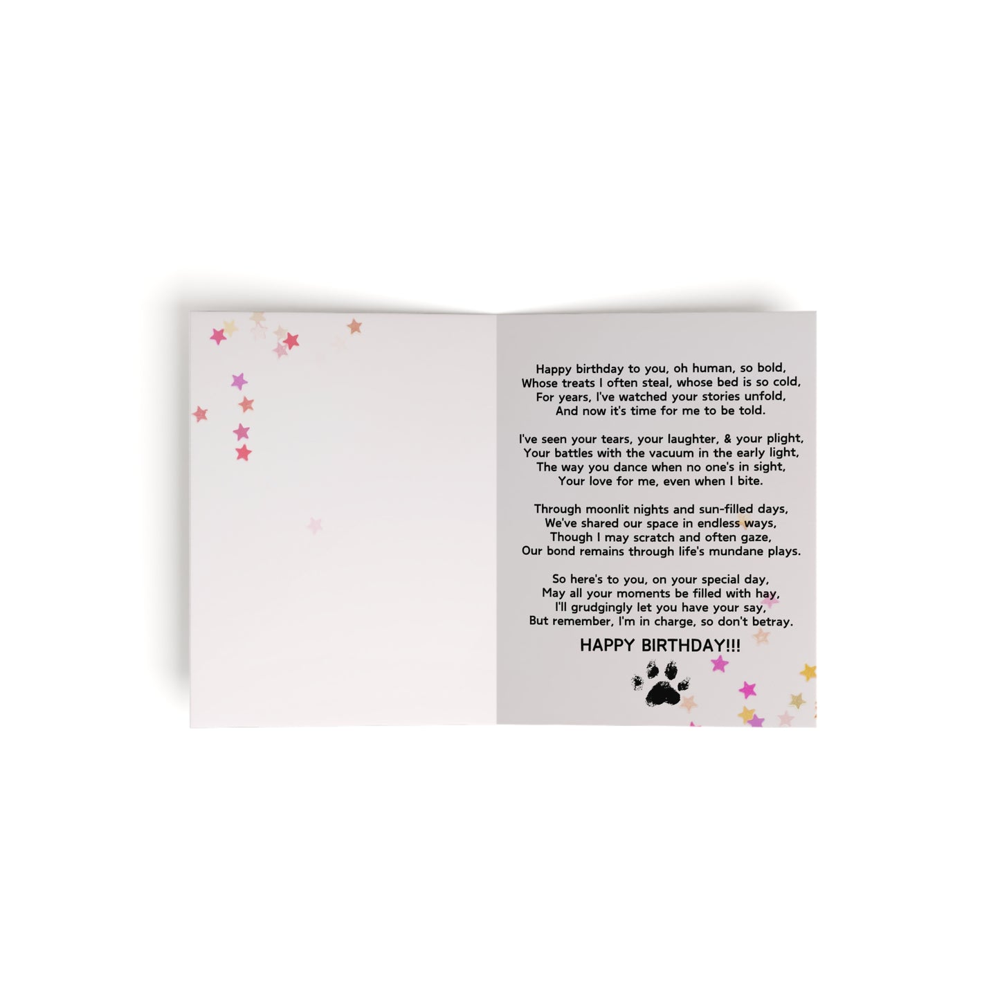 Happy Birthday from the Cat Greeting Cards, blank inside (8, 16, and 24 pcs)