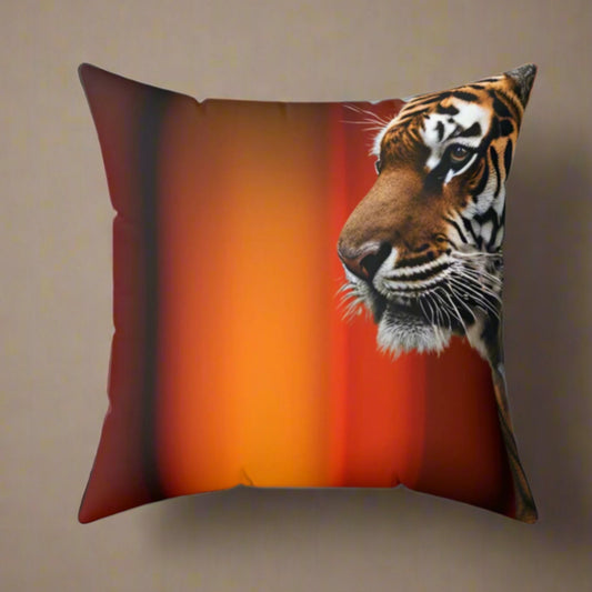 Elegant Tiger Print Square Pillow - Vibrant Home Decor