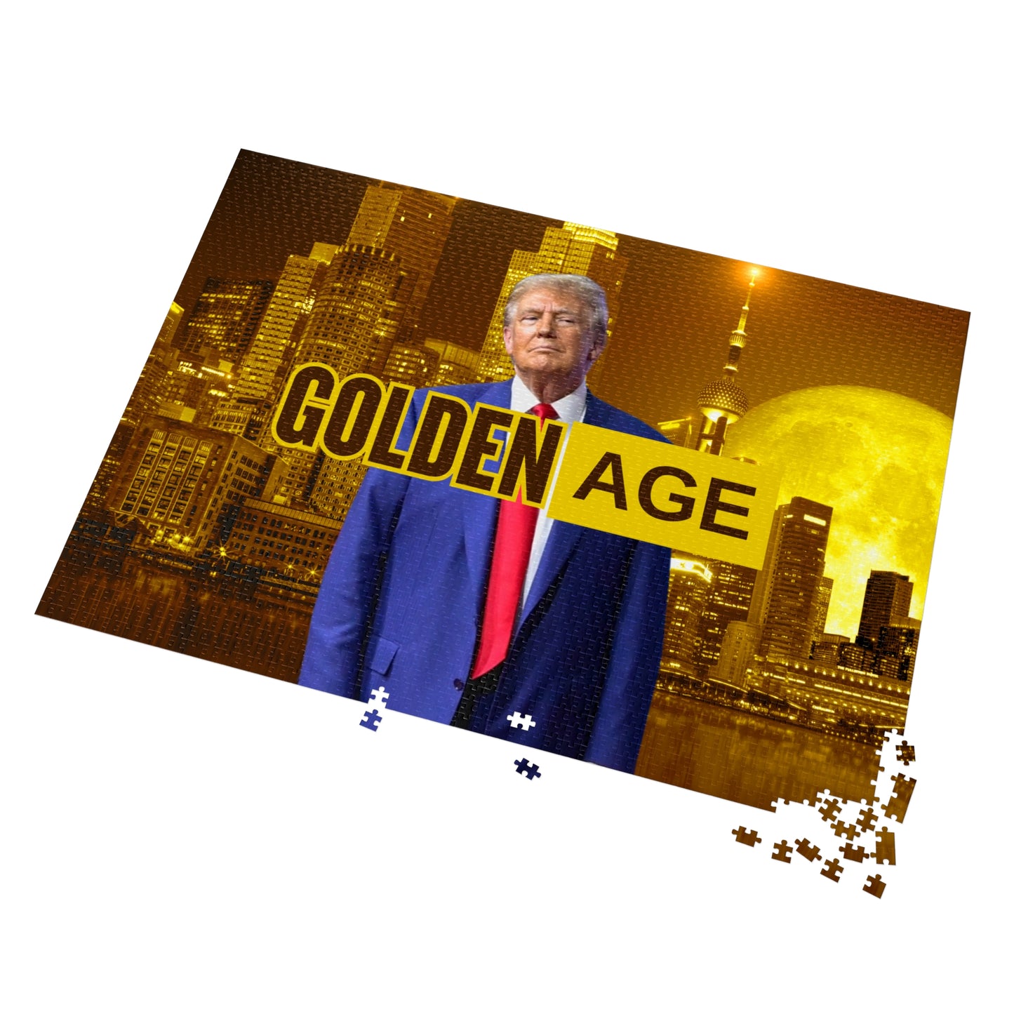 Trump's Golden Age Jigsaw Puzzle with Tin