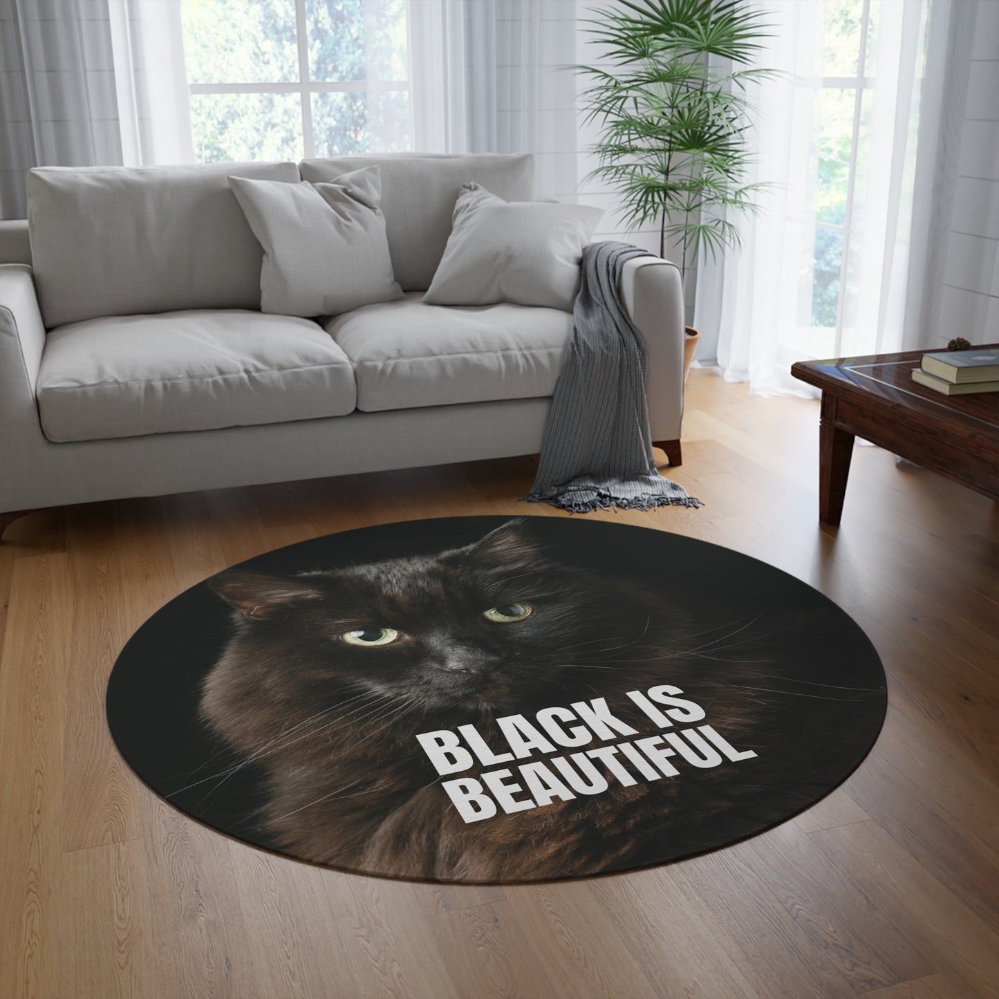 Black Cat Round Rug - 'Black Is Beautiful'