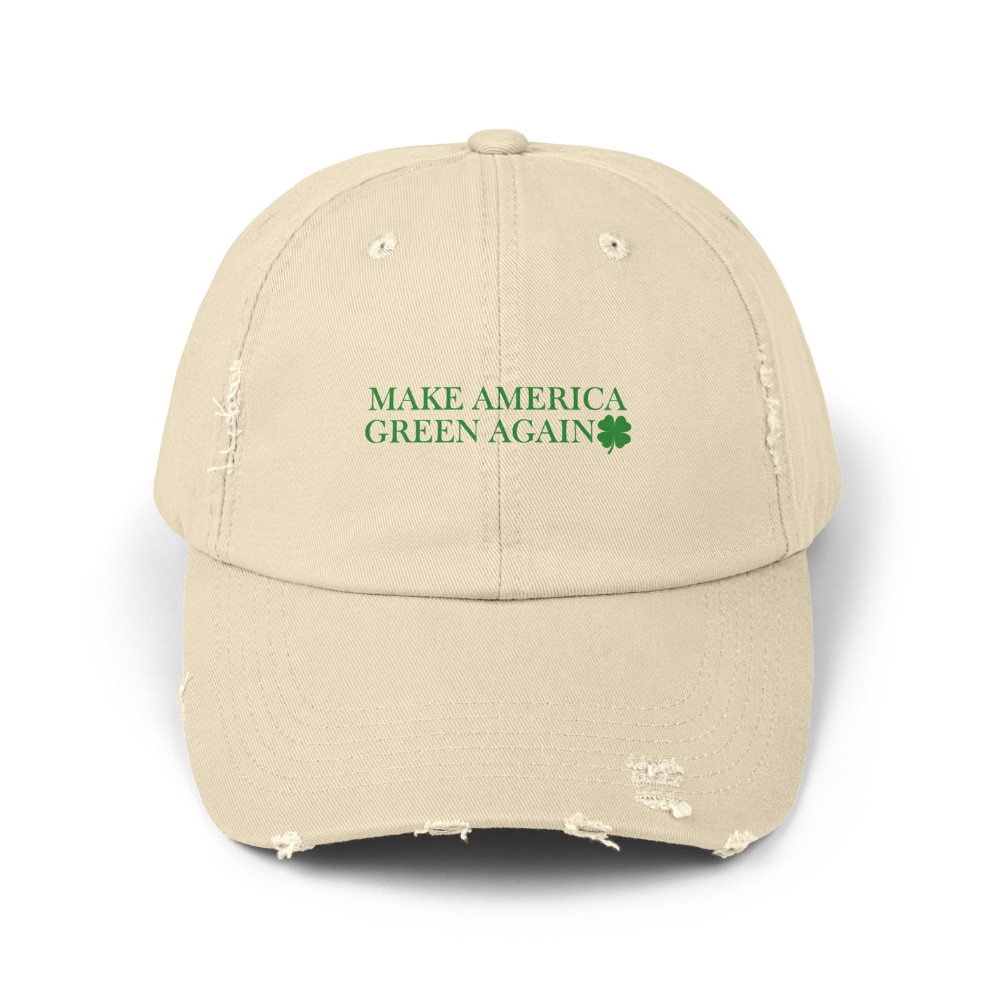 Make America Green Again Distressed Cap - Unisex Eco-Friendly Hat