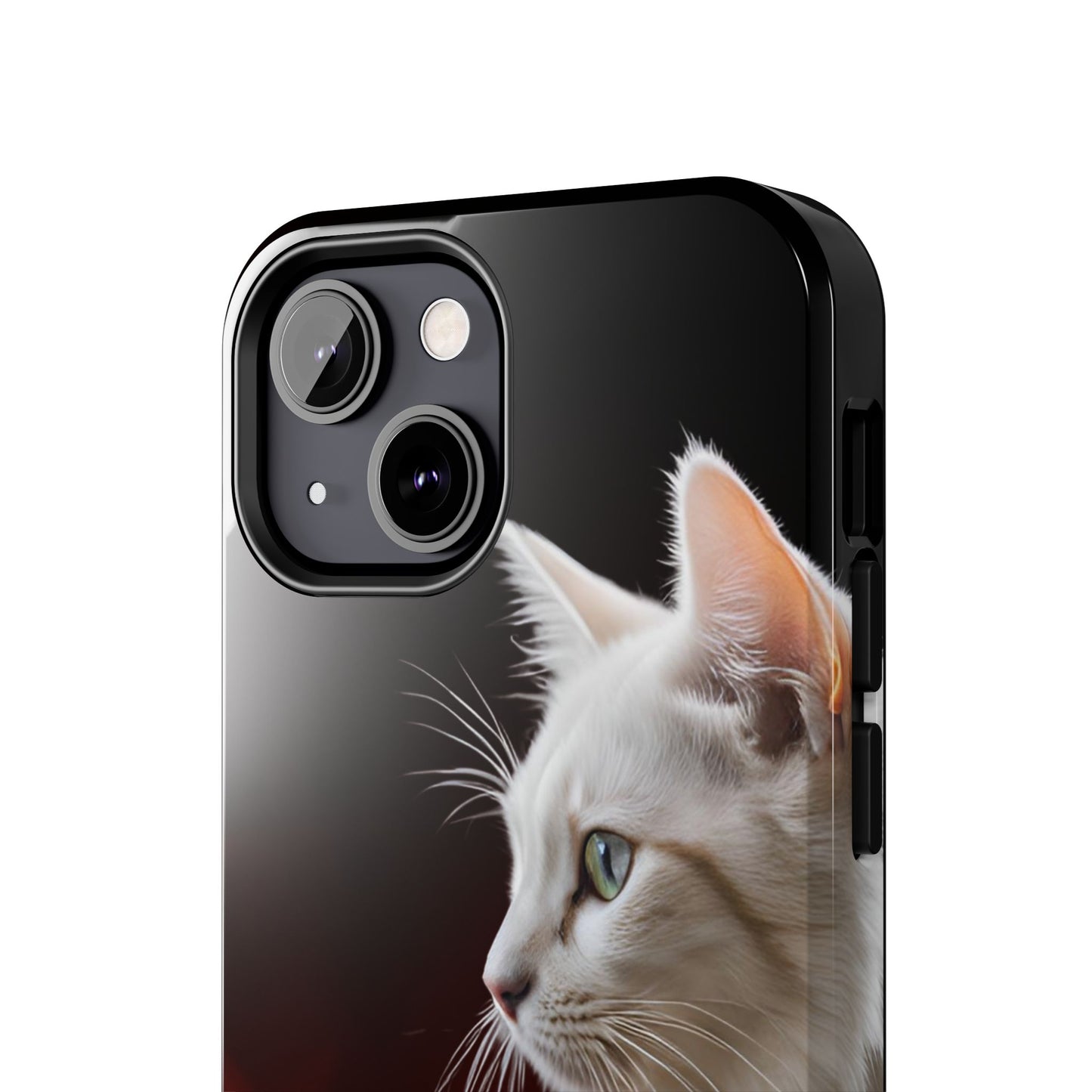 Stylish Tough Phone Case with White Cat Portrait - Perfect for Cat Lovers!