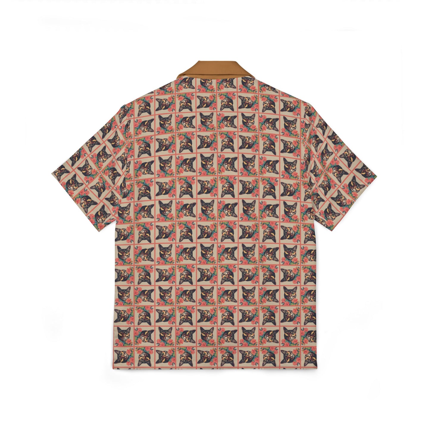 Four-Eyed Tropical Kitties Men's Hawaiian Camp Shirt