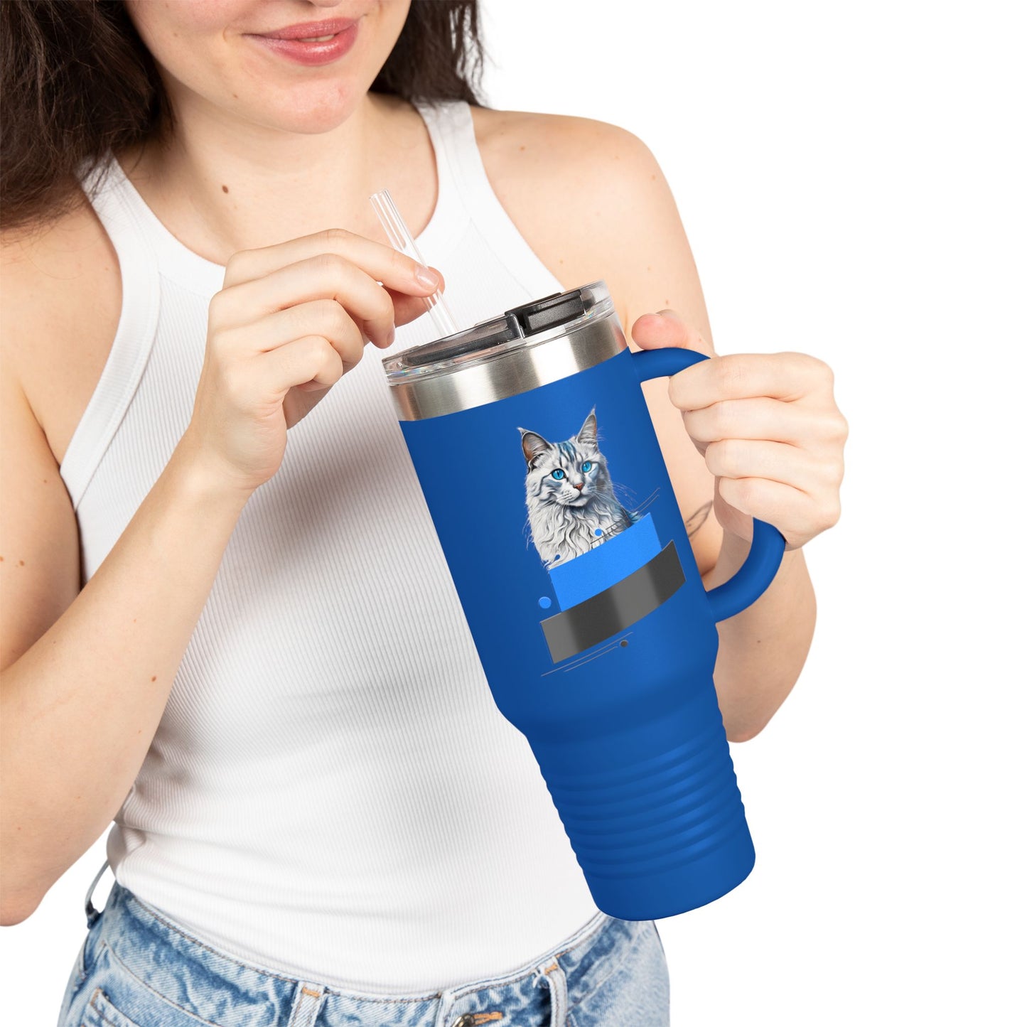 Cat Lover's Insulated Travel Mug, 40oz - Perfect for On-the-Go Coffee & Tea