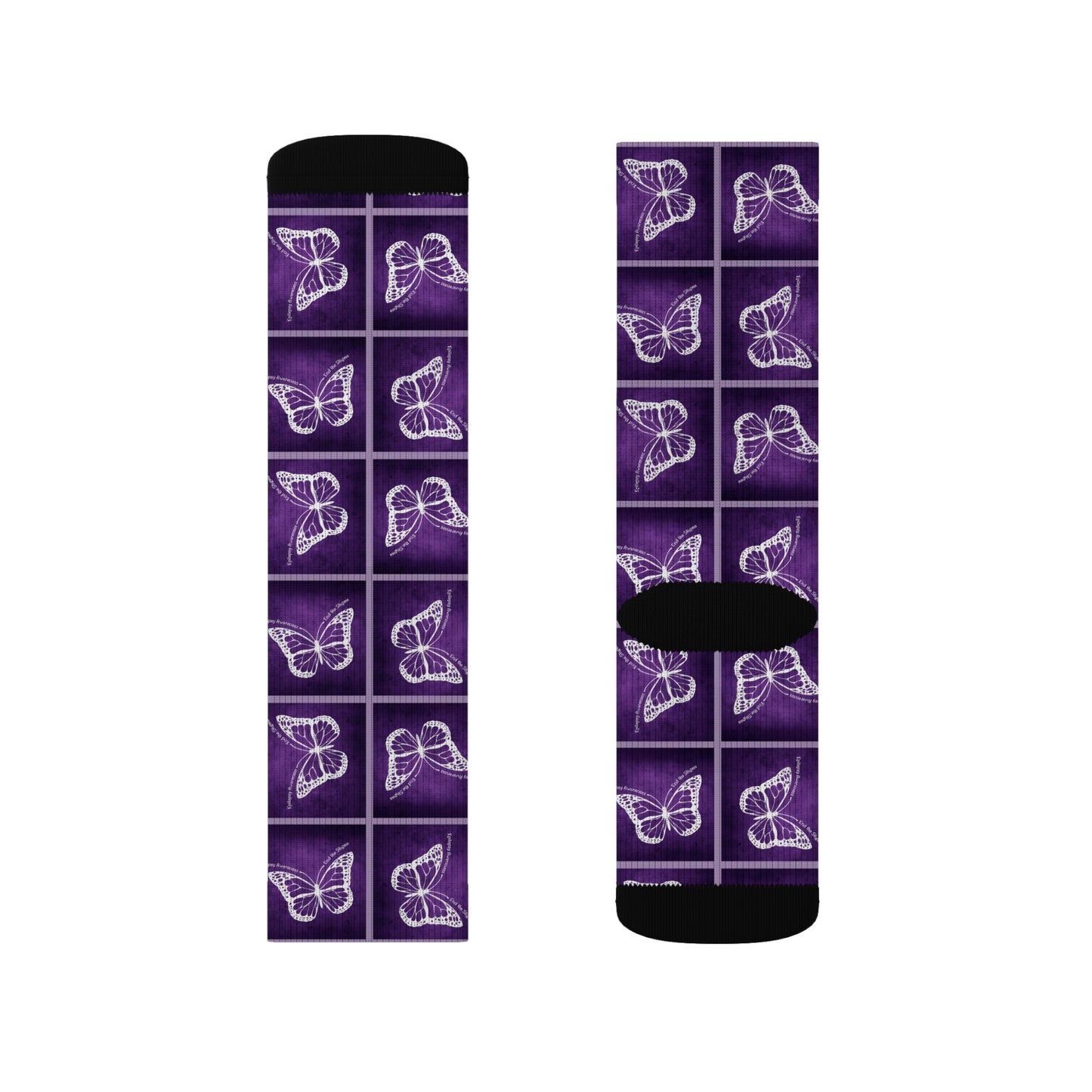 Purple Butterfly Pattern Sublimation Socks