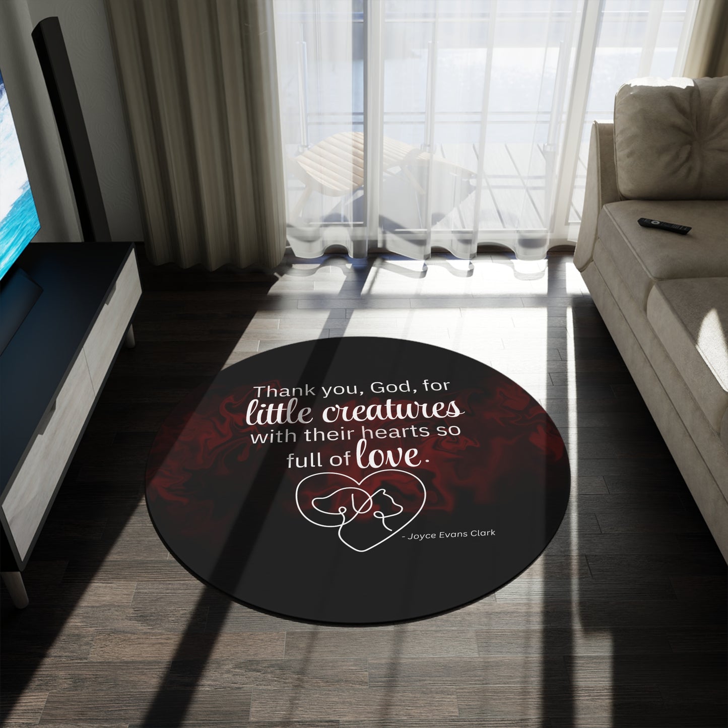 Thank You God Round Rug - Heartfelt Design for Pet Lovers