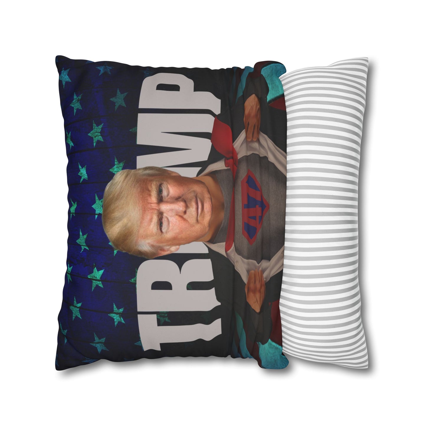 Trump Superhero Faux Suede Pillowcase - Patriotic Home Decor