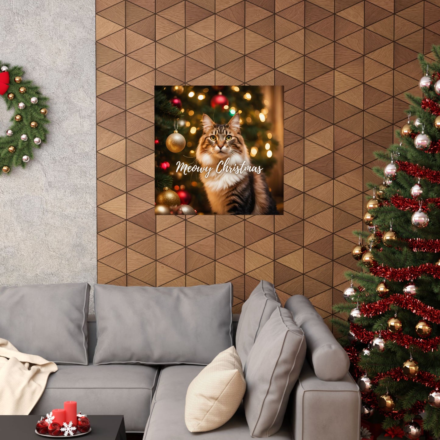 Meowy Christmas Kitty Matte Vertical Posters