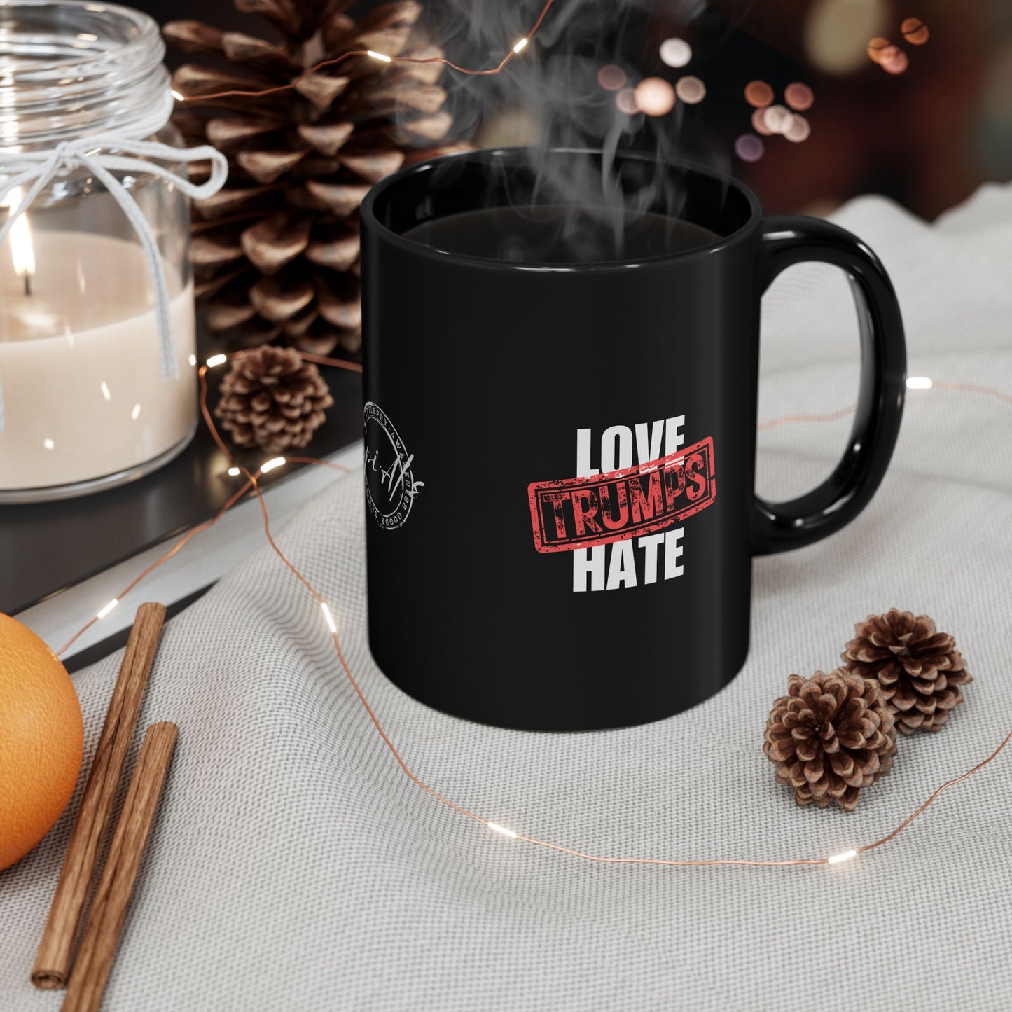 Love Trumps Hate Black Mug (11oz, 15oz)