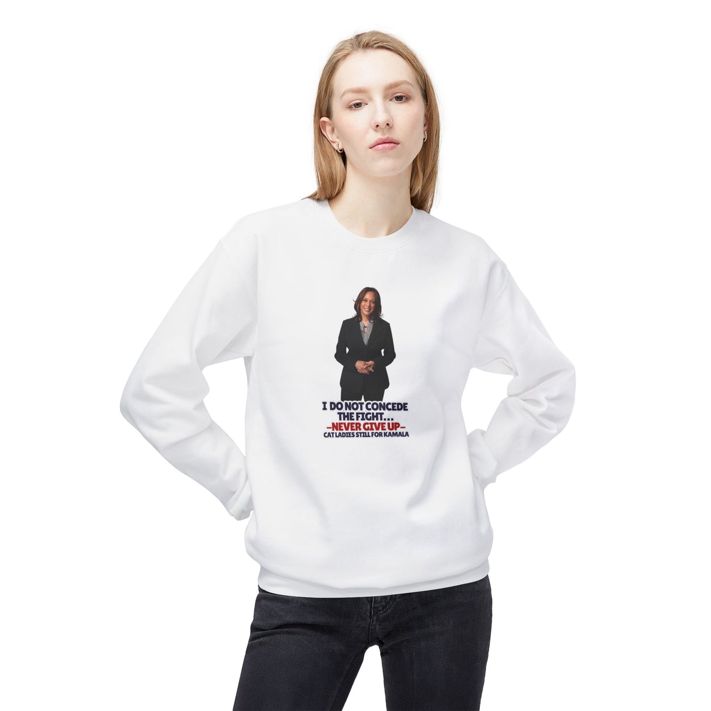 Never Give Up - Kamala Midweight Softstyle Fleece Crewneck Sweatshirt