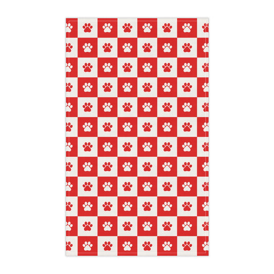 Red & White Paws Tea Towels (cotton, poly)