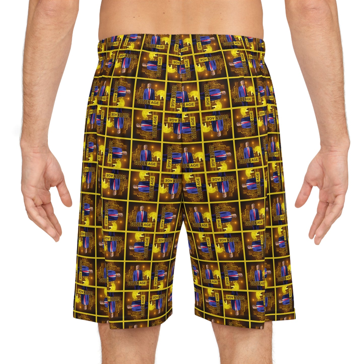 Vibrant Basketball Shorts with Trump Golden Age Print