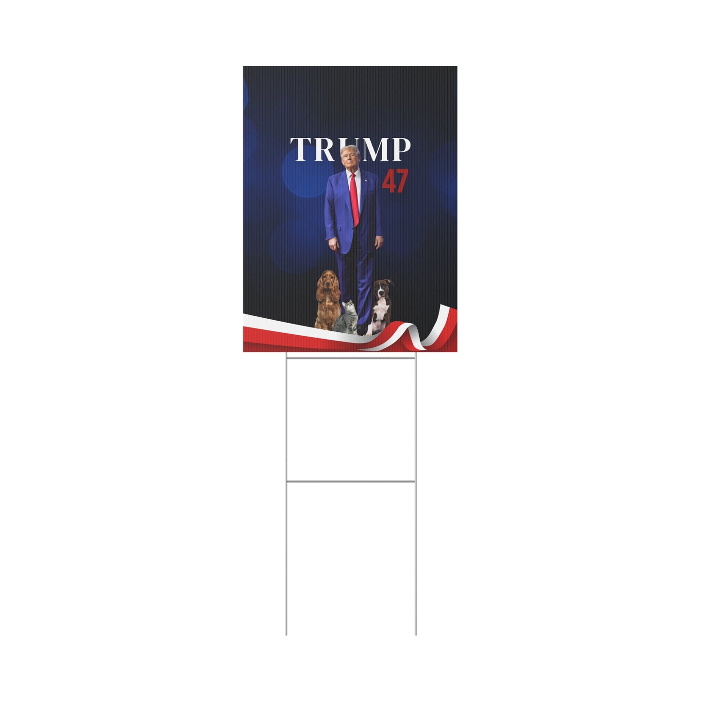 Trump 47 Plastic Yard Sign - Celebrate Political Support with Pets