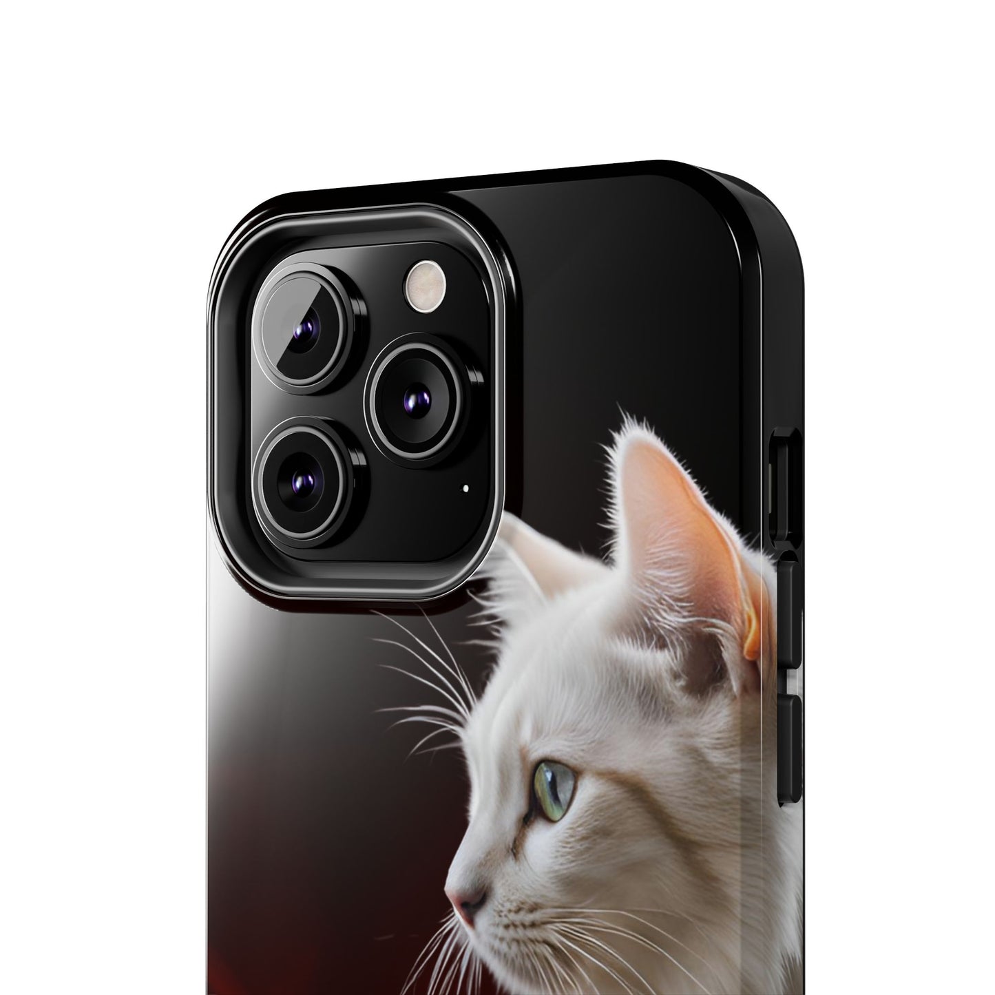 Stylish Tough Phone Case with White Cat Portrait - Perfect for Cat Lovers!