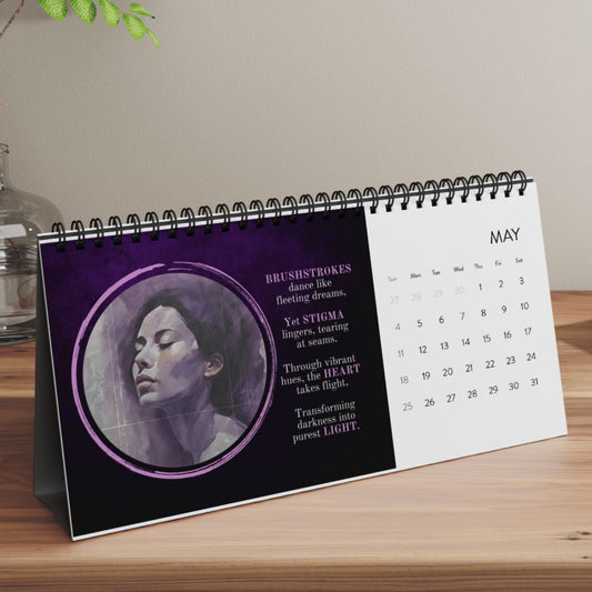 Epilepsy Art & Poetry Month-by-Month Desktop Calendar (2025 grid)