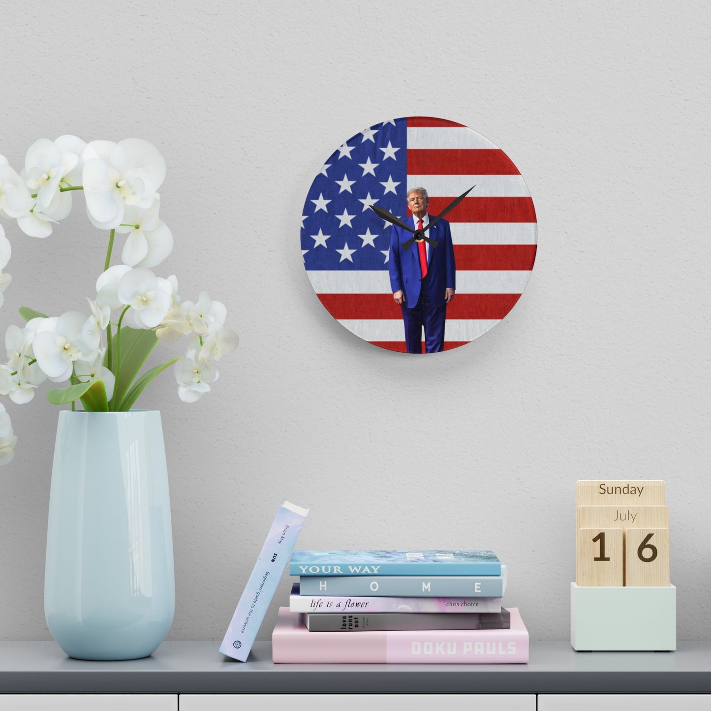 Patriotic Donald Trump Acrylic Wall Clock