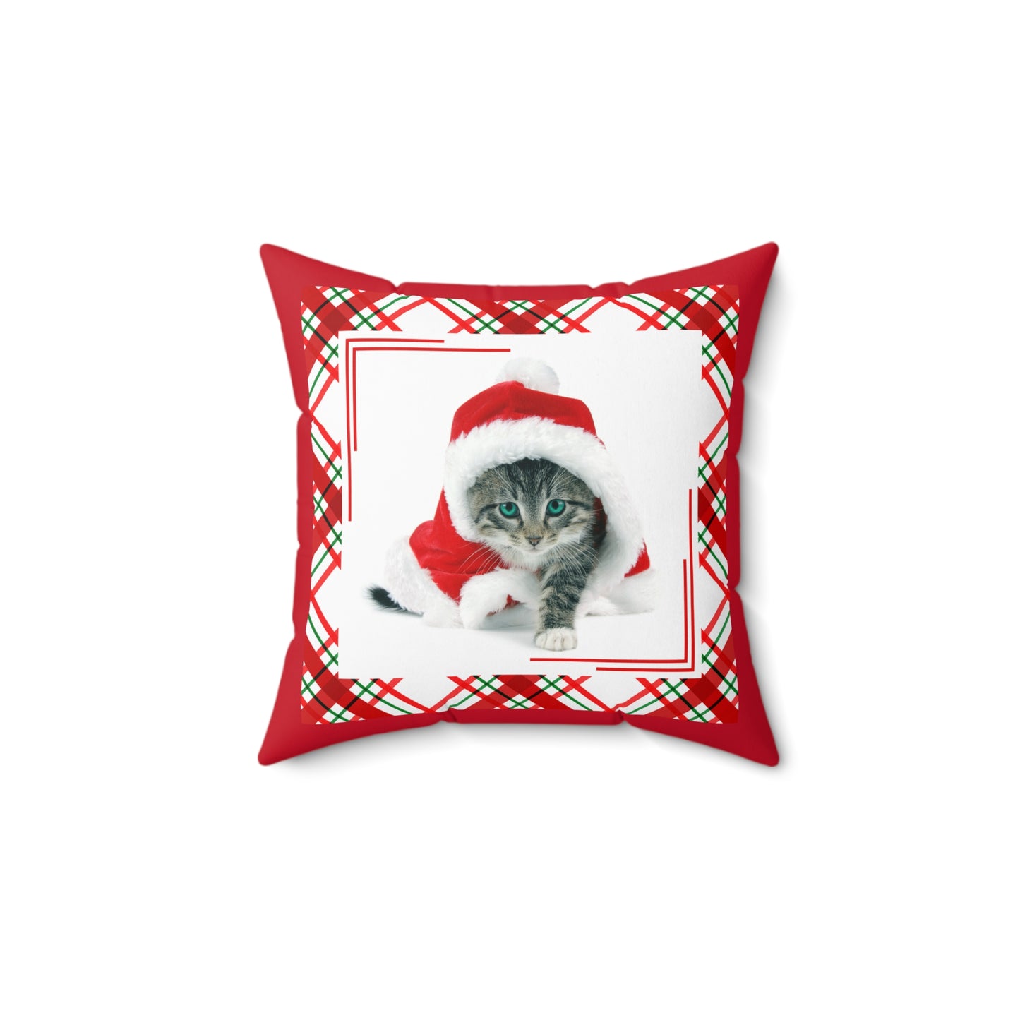 Santa Kitty Faux Suede Square Pillow