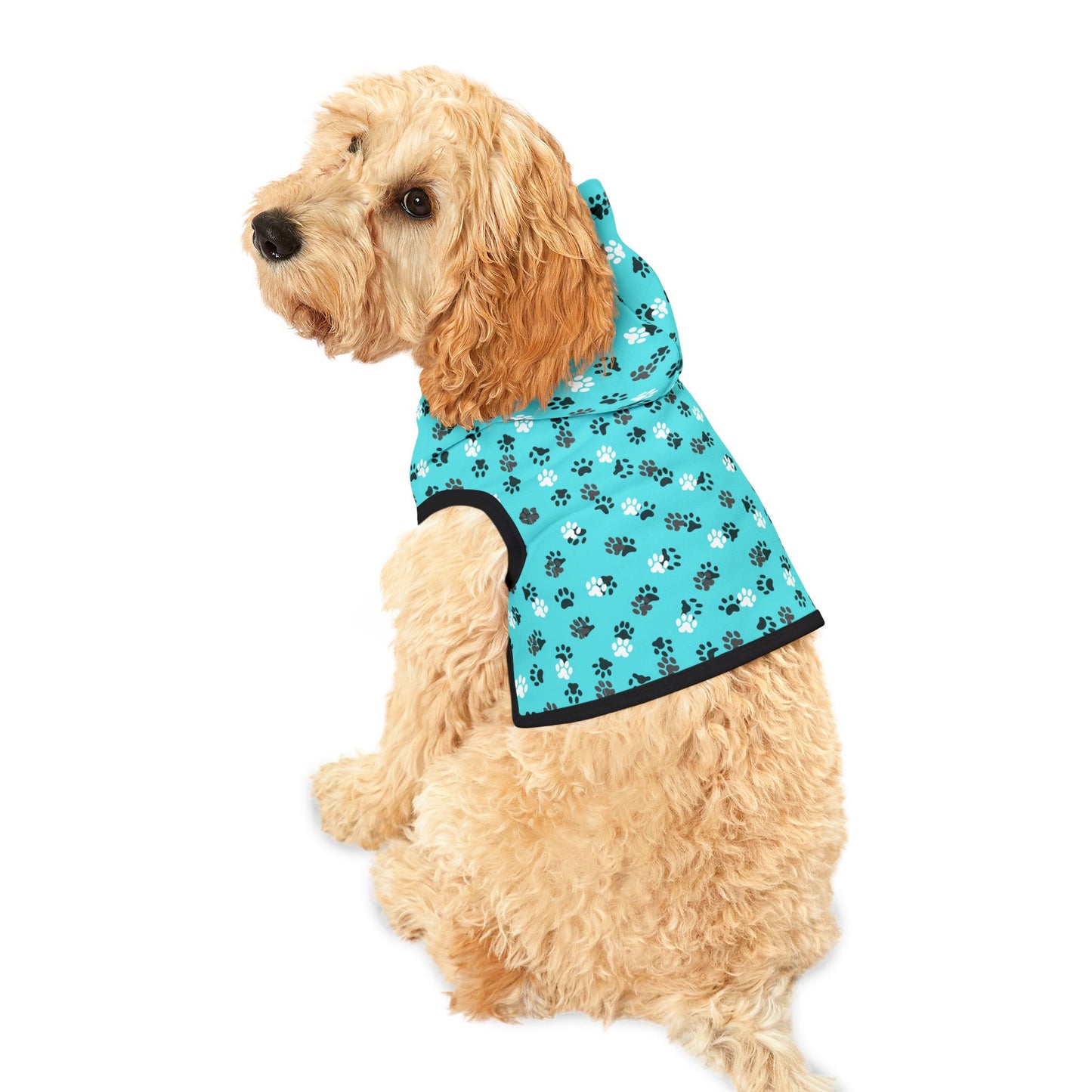 Teal Paw Prints Pet Hoodie