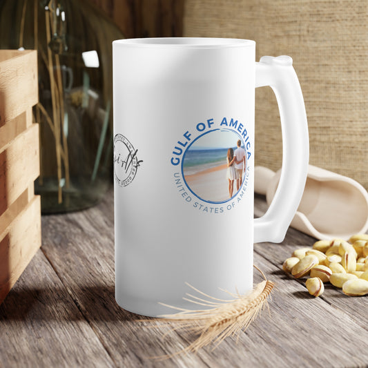 Gulf of America USA Frosted Glass Beer Mug