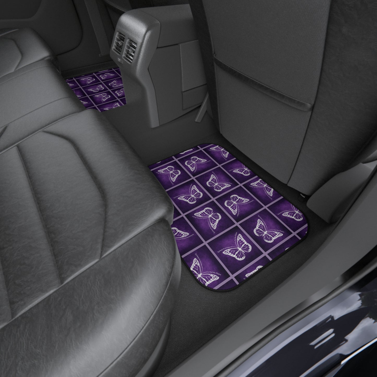 Epilepsy Butterfly Car Mats Set - Elegant Purple Floor Protection