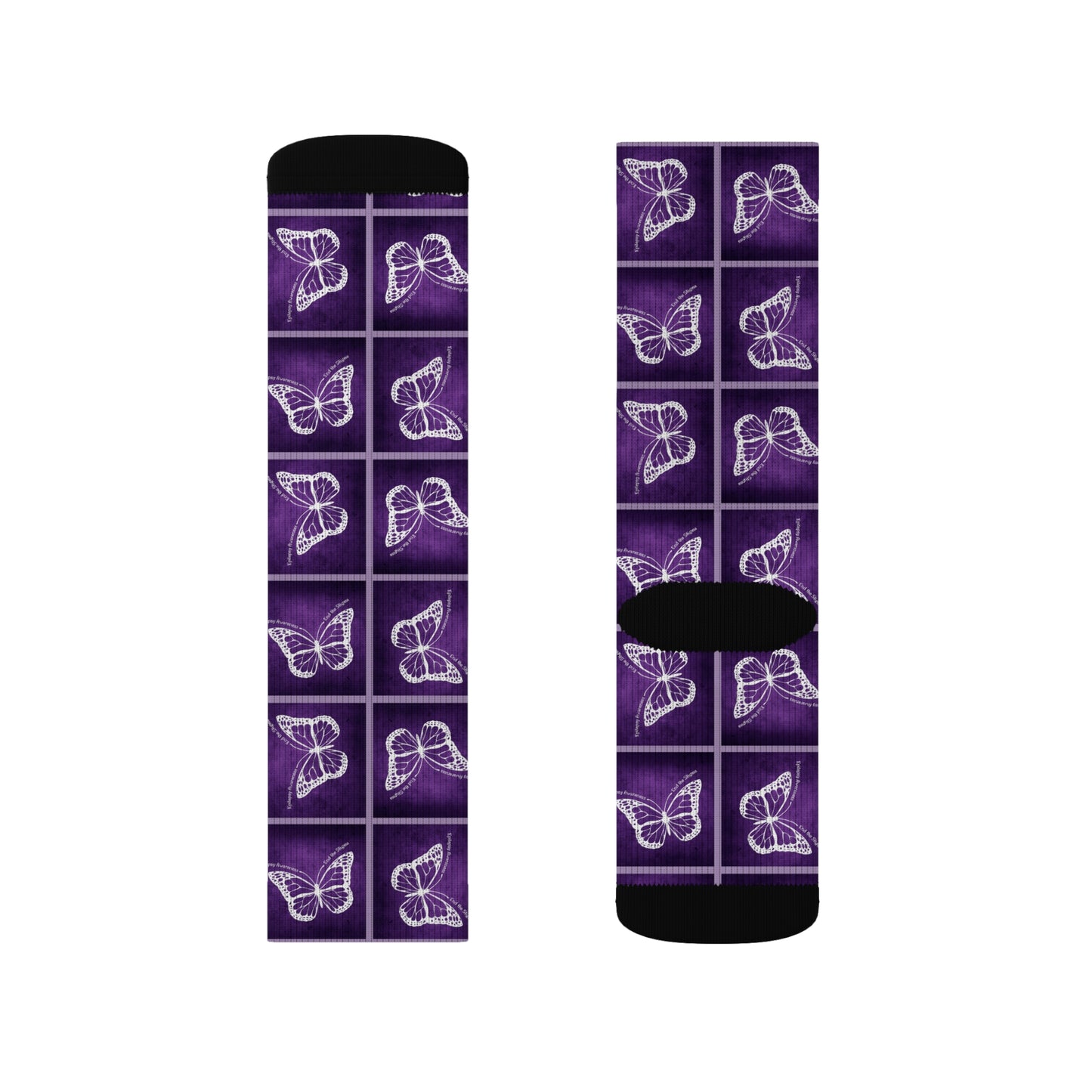 Purple Butterfly Pattern Sublimation Socks