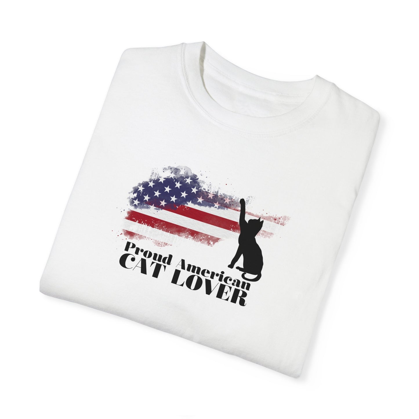 Proud American Cat Lover Unisex Garment - Dyed T - shirt - T - Shirt - Epileptic Al’s Shop