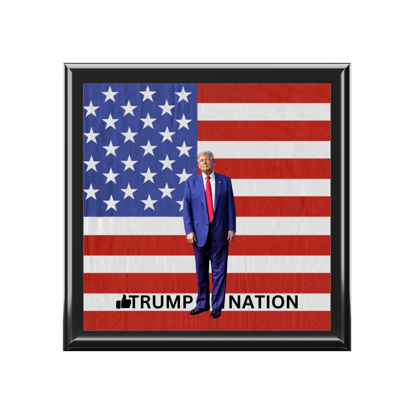 Patriotic Jewelry Box with 'Trump Nation' Design