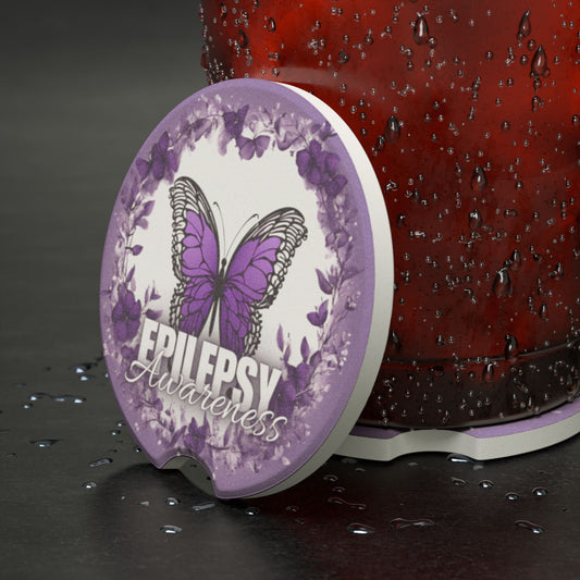 Epilepsy Awareness Butterfly Soapstone Car Coaster