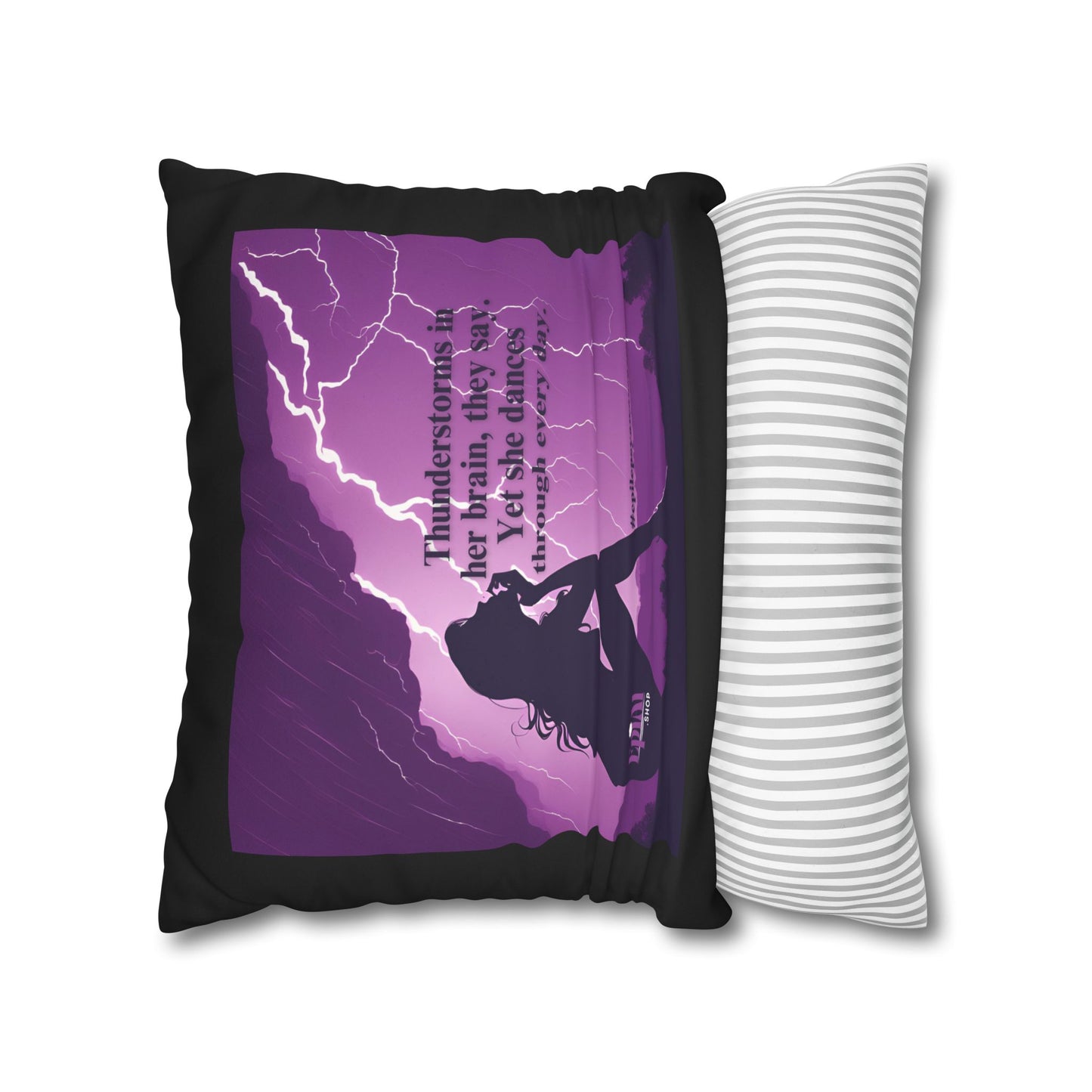 Empowerment Faux Suede Pillowcase - 'Thunderstorms in Her Brain' Design for Epilepsy Awareness