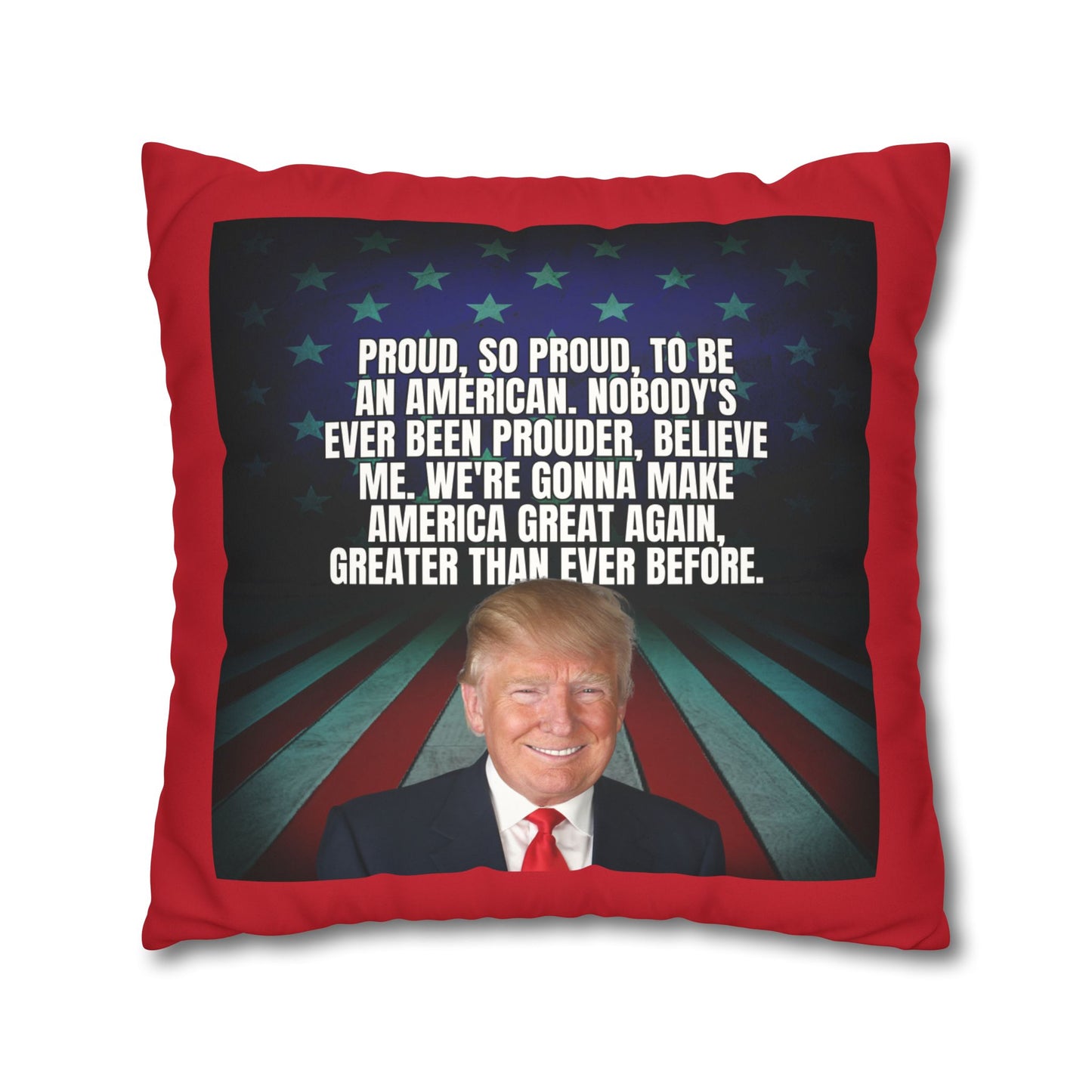 Patriotic Faux Suede Square Pillowcase - 'Proud to be an American'