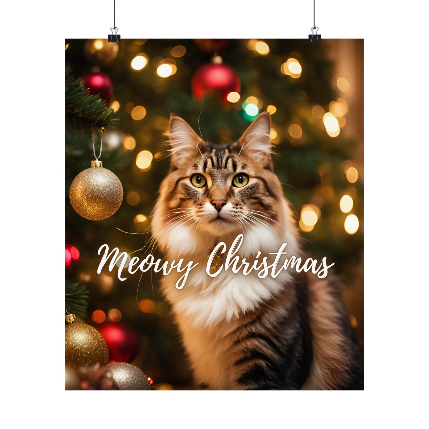 Meowy Christmas Kitty Matte Vertical Posters