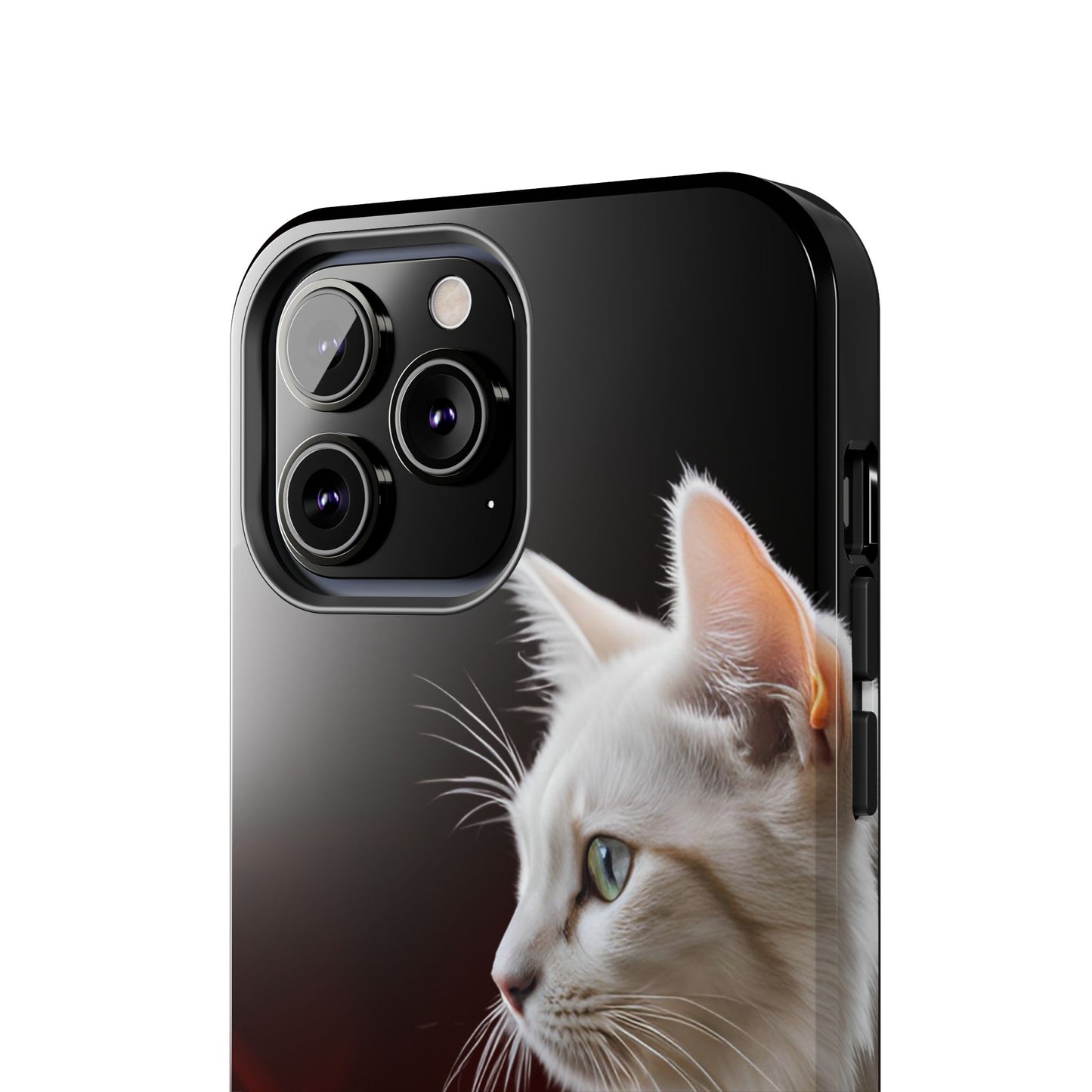 Stylish Tough Phone Case with White Cat Portrait - Perfect for Cat Lovers!