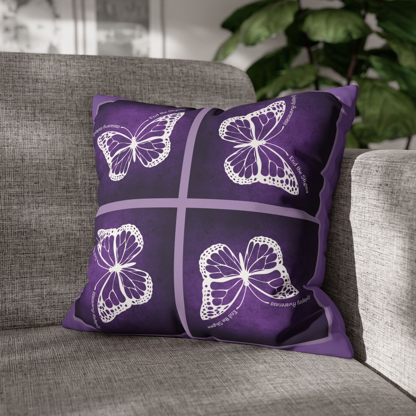 Butterfly Faux Suede Pillowcase for Epilepsy Awareness