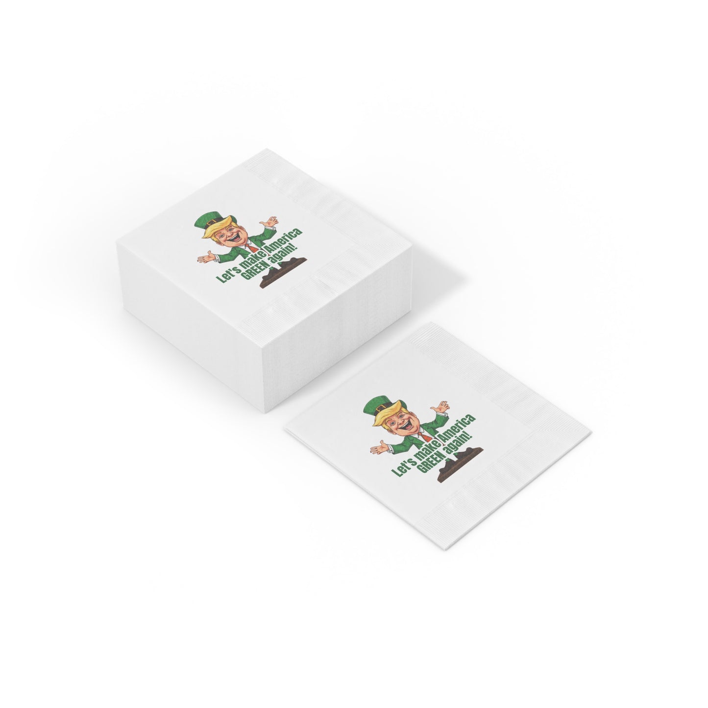 Trump St. Patrick's Day White Coined Napkins