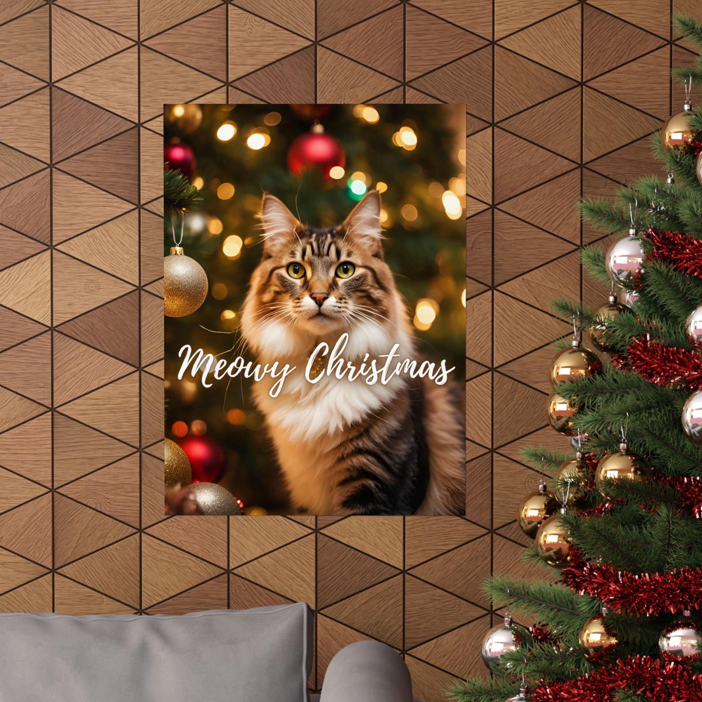 Meowy Christmas Kitty Matte Vertical Posters