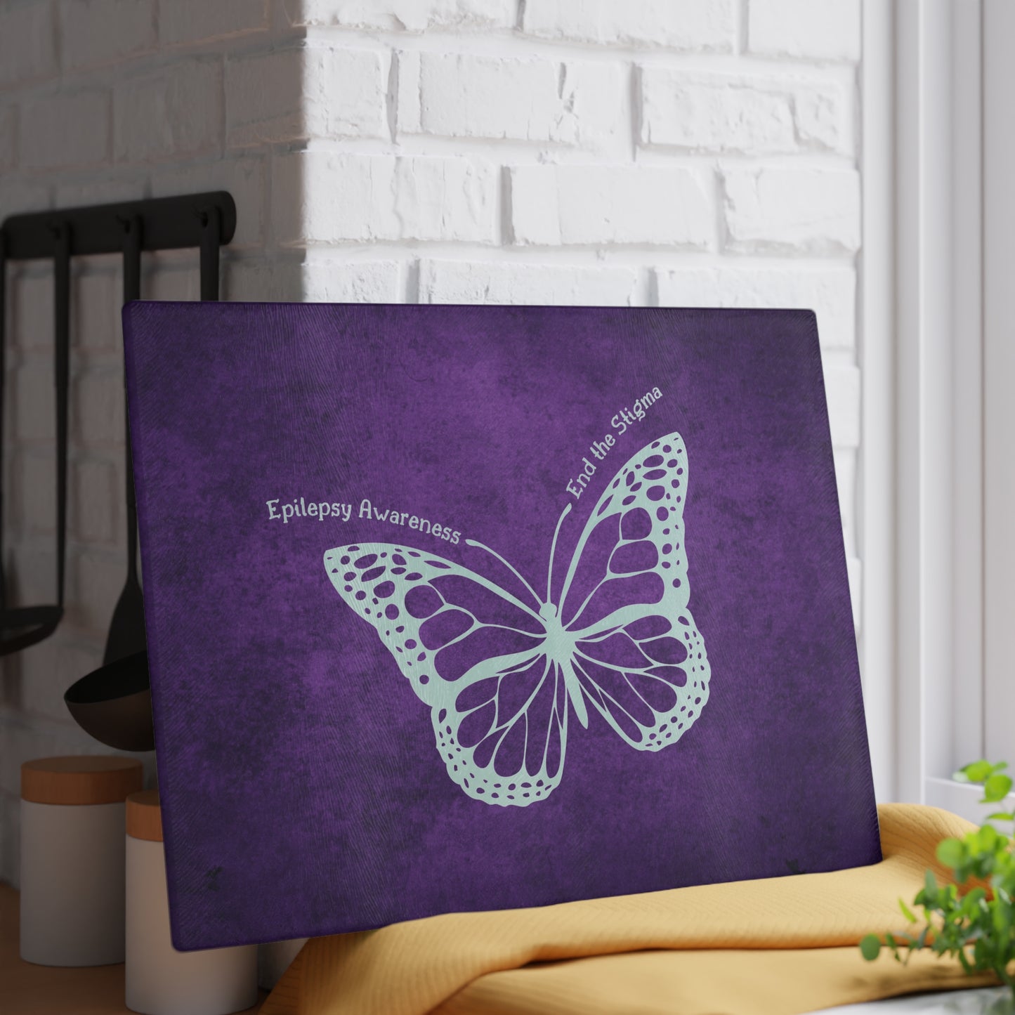 Epilepsy Awareness Glass Cutting Board - End the Stigma