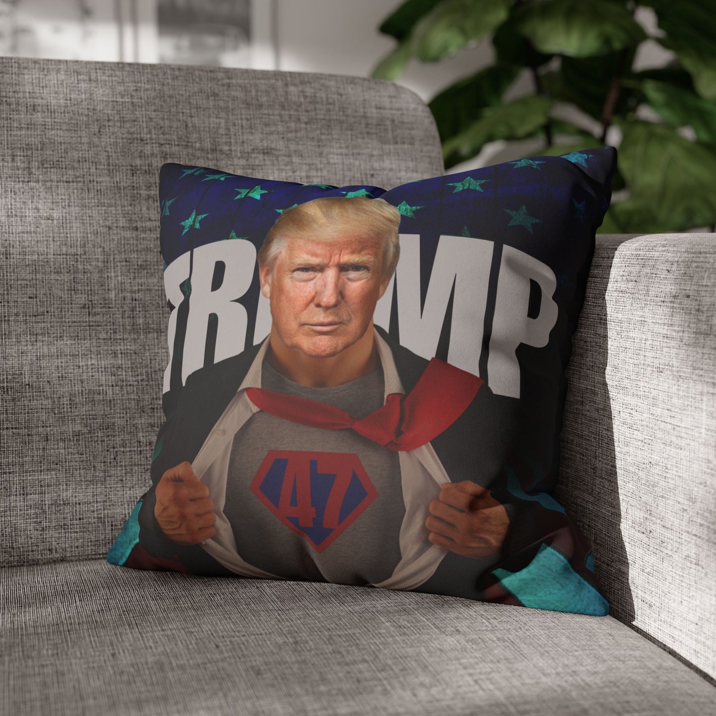 Trump Superhero Faux Suede Pillowcase - Patriotic Home Decor