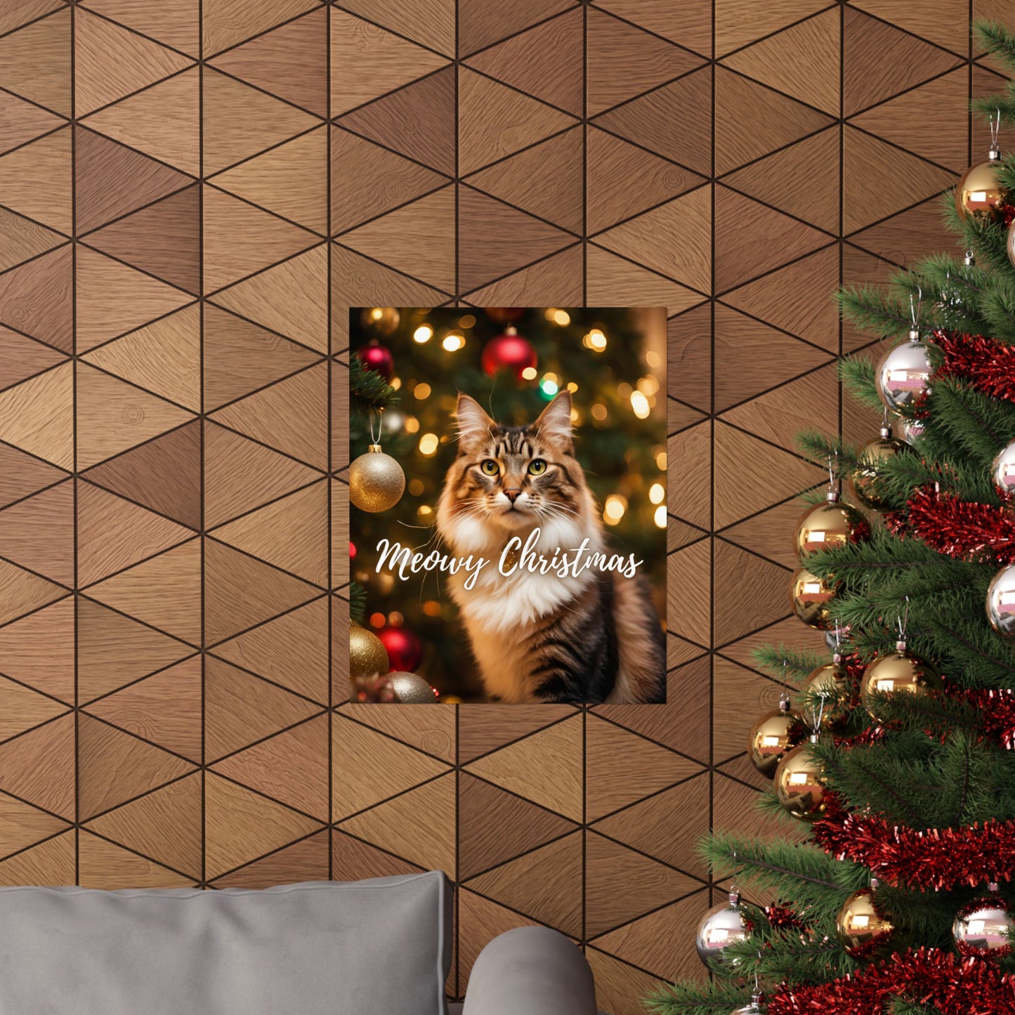 Meowy Christmas Kitty Matte Vertical Posters