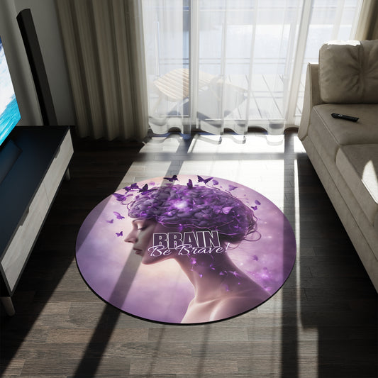 Be Brave Round Rug - Inspiring Butterfly Design