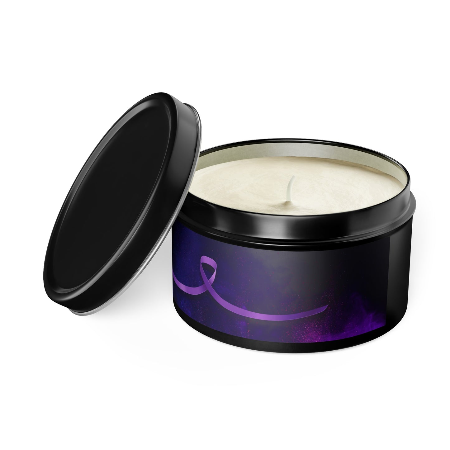 Purple Ribbon Tin Candles