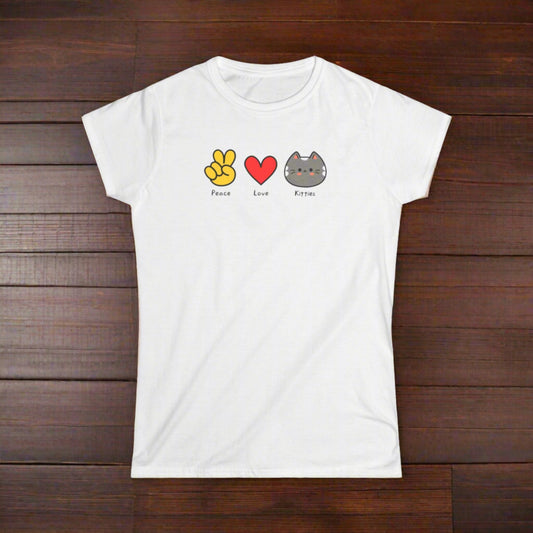 Peace Love Kitties Women's Softstyle Tee - T - Shirt - Epileptic Al’s Shop