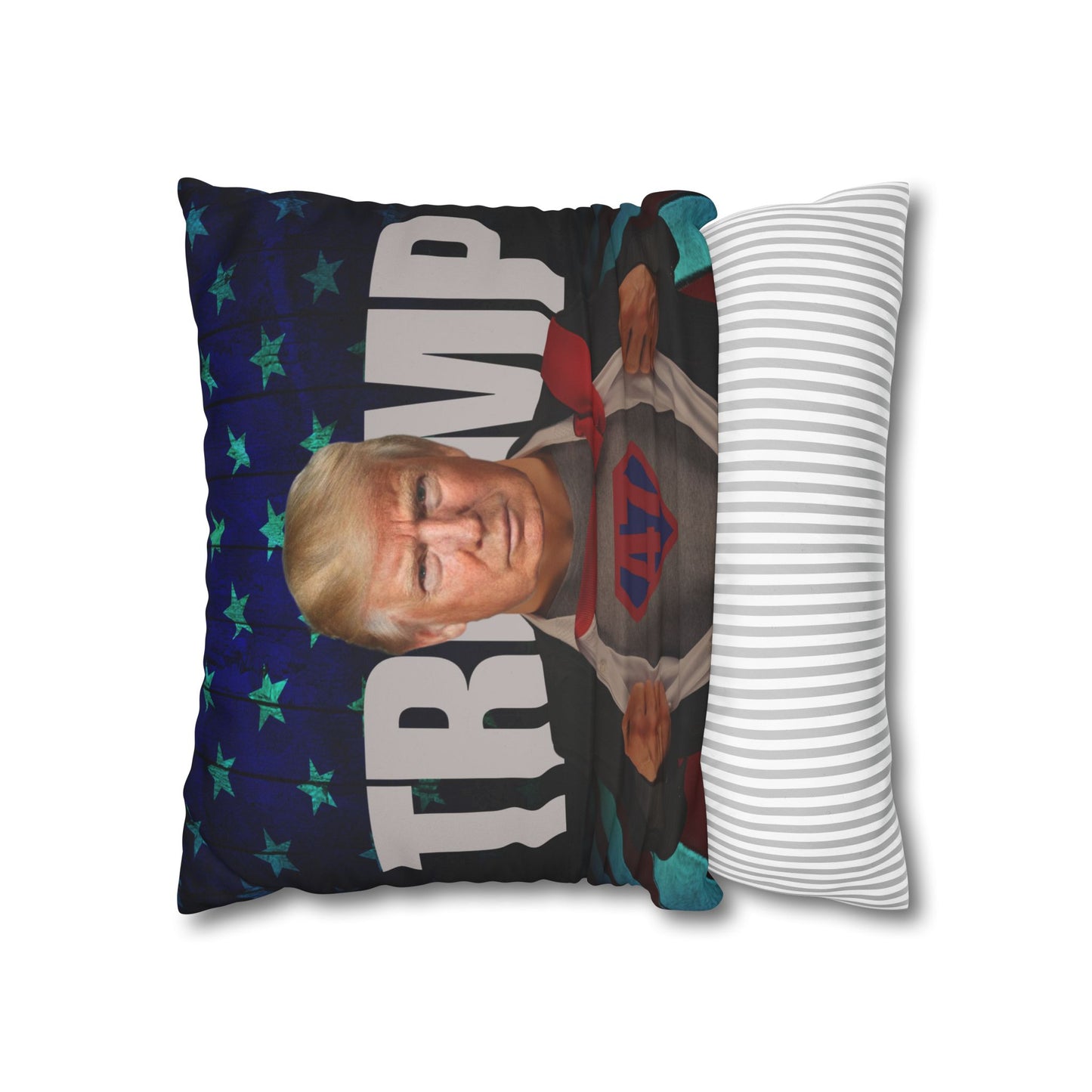 Trump Superhero Faux Suede Pillowcase - Patriotic Home Decor