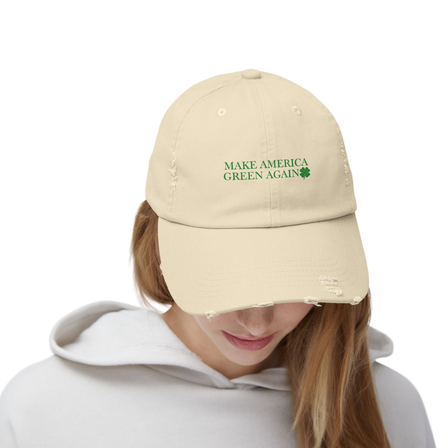 Make America Green Again Distressed Cap - Unisex Eco-Friendly Hat