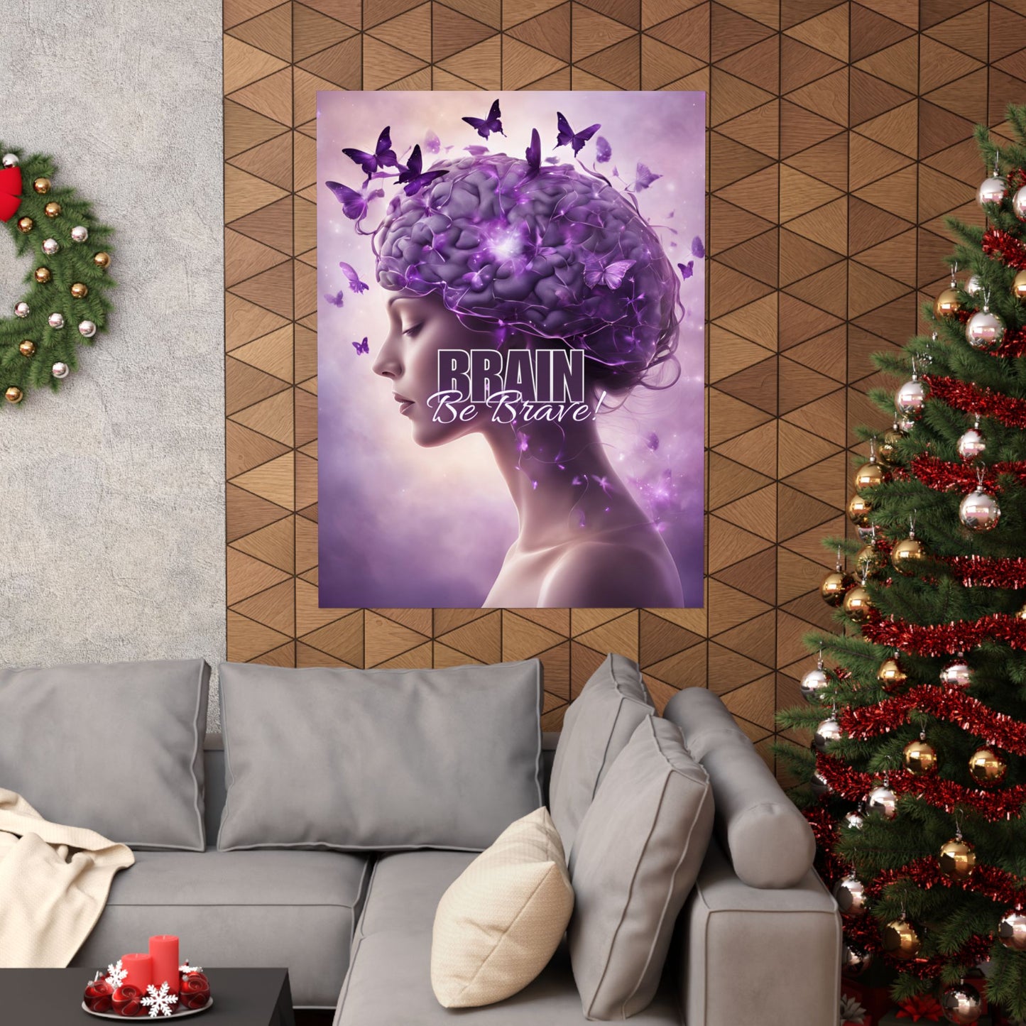 Purple Brain Be Brave Matte Vertical Posters