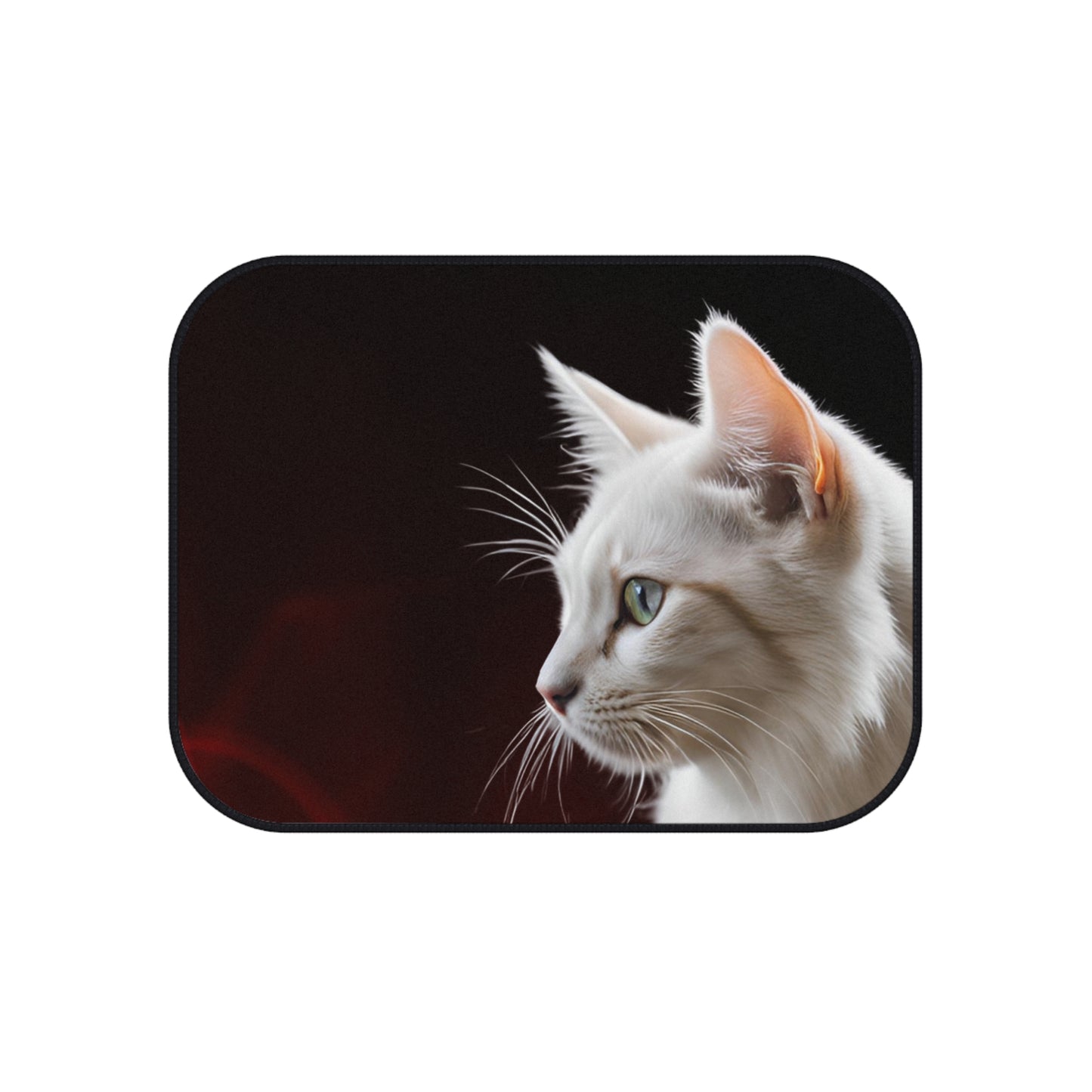 Elegant White Cat Car Mats - Set of 4 - Stylish Auto Accessories for Pet Lovers