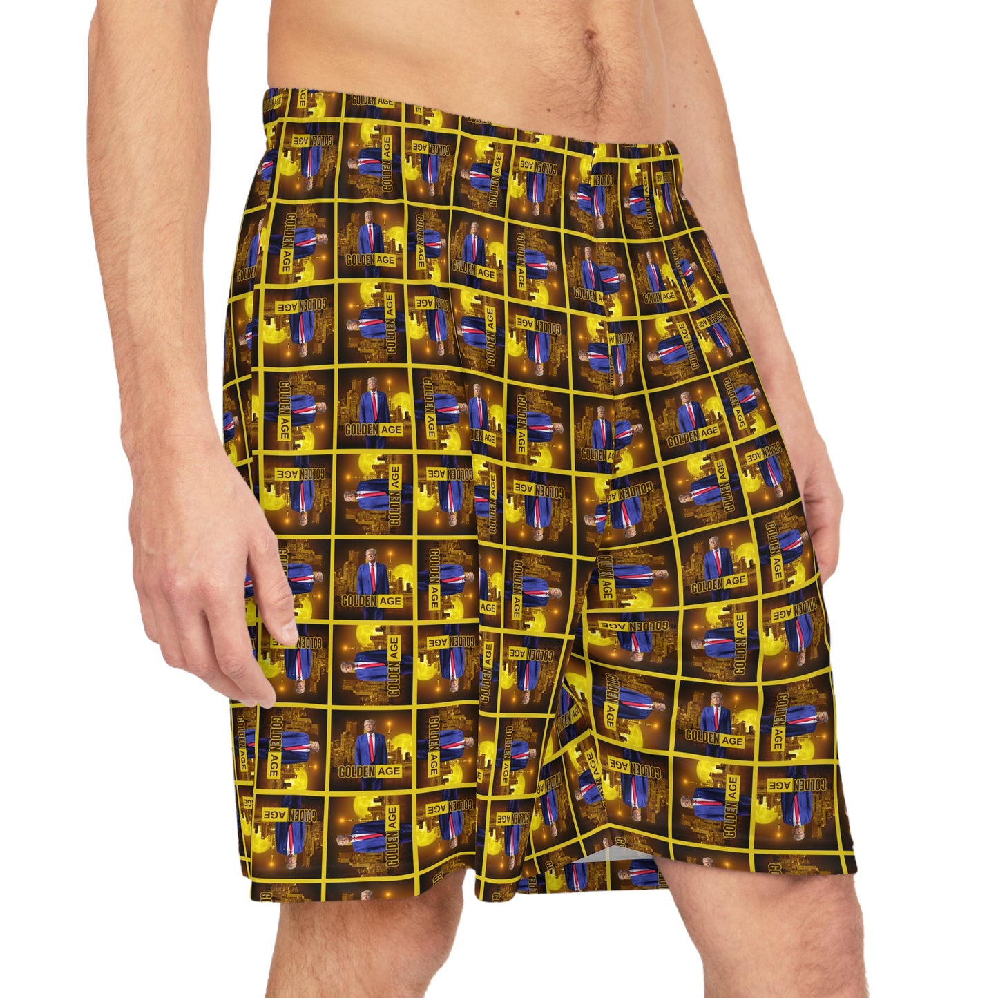 Vibrant Basketball Shorts with Trump Golden Age Print