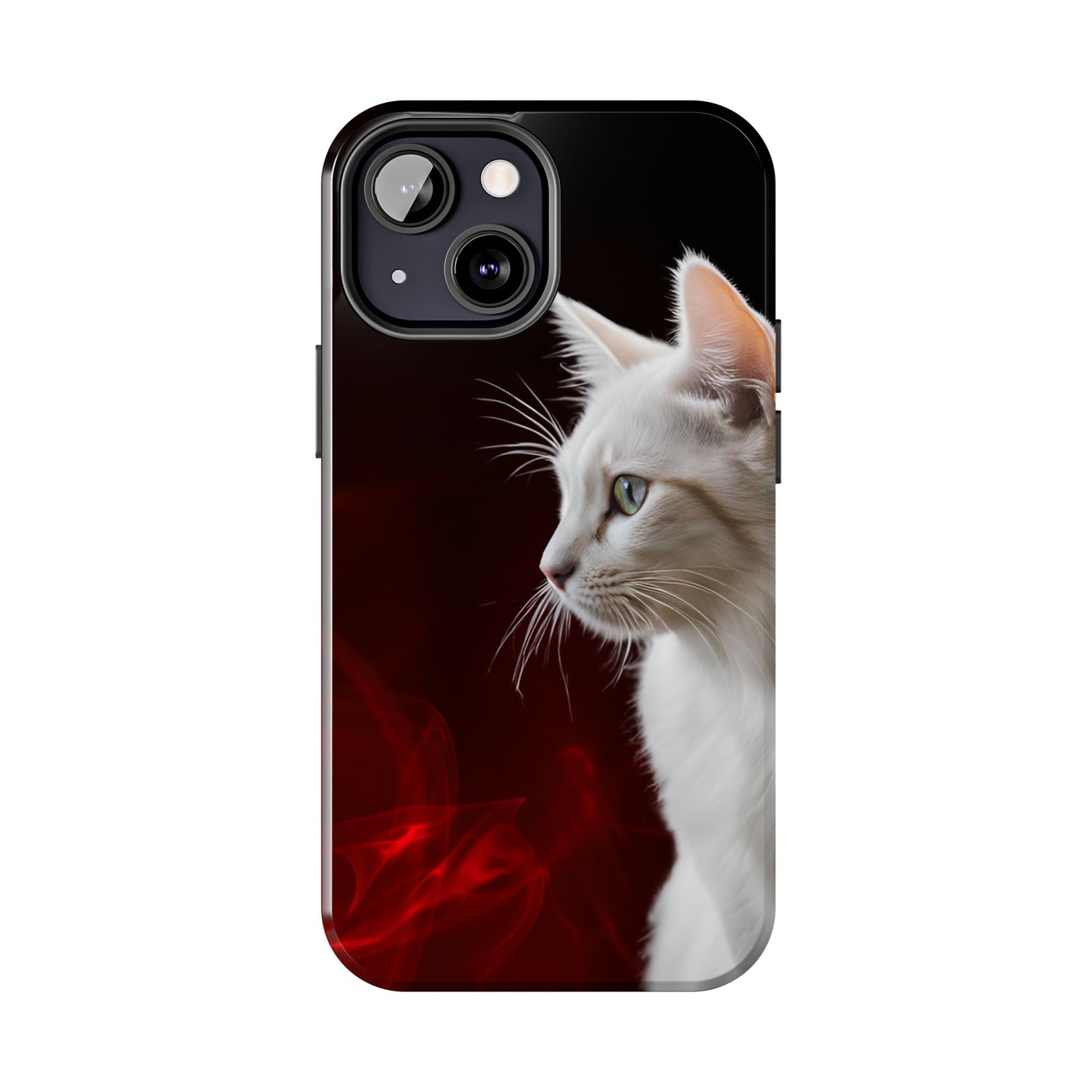 Stylish Tough Phone Case with White Cat Portrait - Perfect for Cat Lovers!